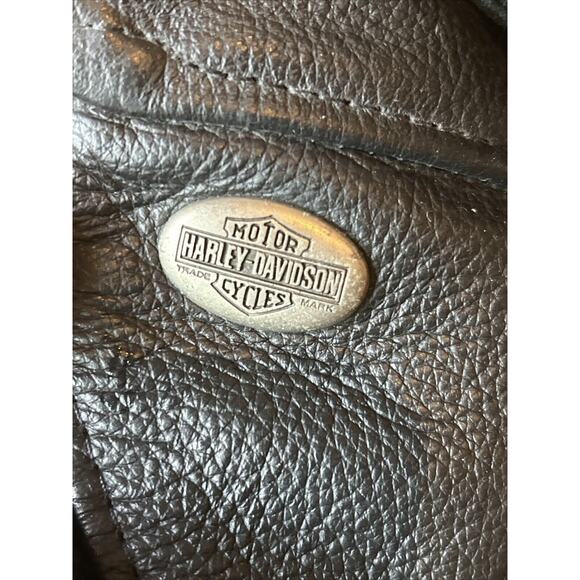 Harley Davidson Black Leather Men's Biker Chaps 98480-97VM Medium Logo snaps EUC - Picture 12 of 14